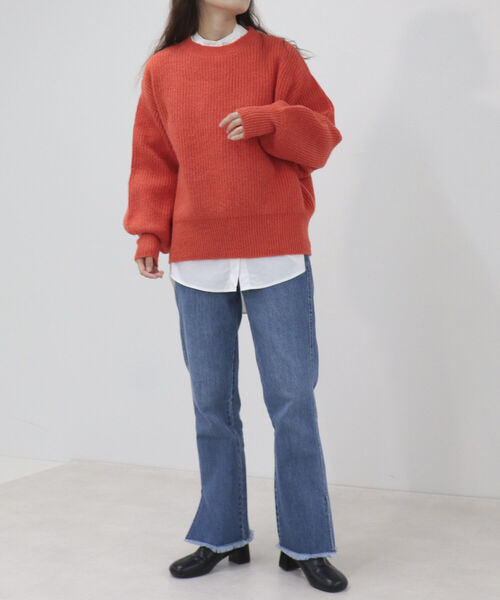 fredy emue（フレディエミュ）の「袖ボリューム片畦ニット（ニット/セーター・レディース・ラベンダー/ベージュ/オレンジ/アイボリー・38）」の11枚目の写真