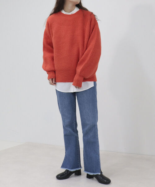 fredy emue（フレディエミュ）の「袖ボリューム片畦ニット（ニット/セーター・レディース・ラベンダー/ベージュ/オレンジ/アイボリー・38）」の12枚目の写真