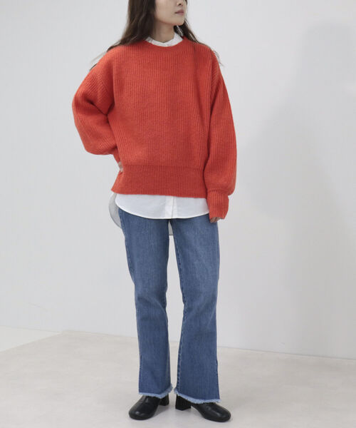 fredy emue（フレディエミュ）の「袖ボリューム片畦ニット（ニット/セーター・レディース・ラベンダー/ベージュ/オレンジ/アイボリー・38）」の13枚目の写真