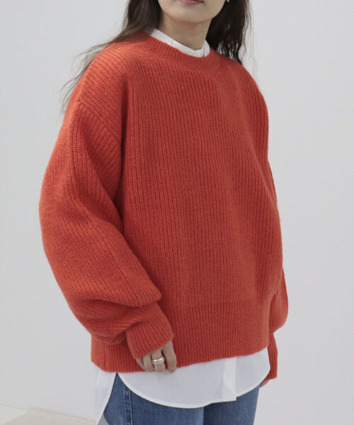 fredy emue（フレディエミュ）の「袖ボリューム片畦ニット（ニット/セーター・レディース・ラベンダー/ベージュ/オレンジ/アイボリー・38）」の14枚目の写真