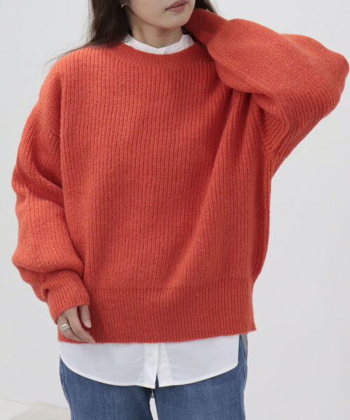 fredy emue（フレディエミュ）の「袖ボリューム片畦ニット（ニット/セーター・レディース・ラベンダー/ベージュ/オレンジ/アイボリー・38）」の16枚目の写真