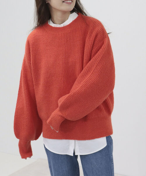 fredy emue（フレディエミュ）の「袖ボリューム片畦ニット（ニット/セーター・レディース・ラベンダー/ベージュ/オレンジ/アイボリー・38）」の17枚目の写真