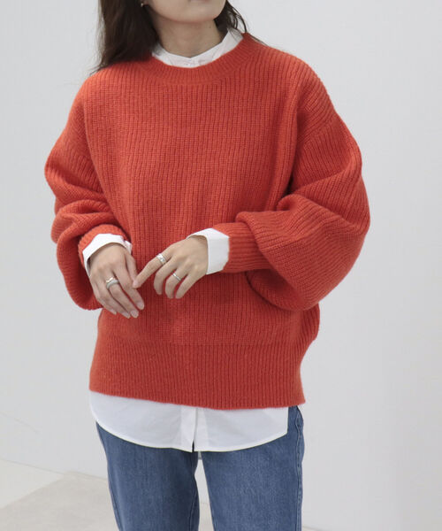 fredy emue（フレディエミュ）の「袖ボリューム片畦ニット（ニット/セーター・レディース・ラベンダー/ベージュ/オレンジ/アイボリー・38）」の19枚目の写真