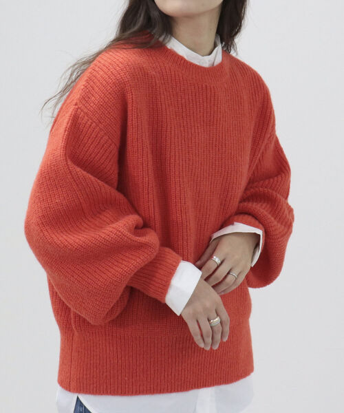 fredy emue（フレディエミュ）の「袖ボリューム片畦ニット（ニット/セーター・レディース・ラベンダー/ベージュ/オレンジ/アイボリー・38）」の20枚目の写真