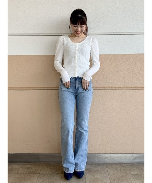 トップス GAP GAP（ギャップ）の「スモッキングギャザー フロントボタン