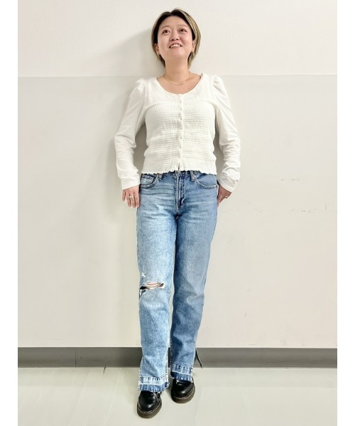トップス GAP GAP（ギャップ）の「スモッキングギャザー フロントボタン