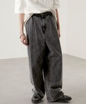 Alfred Alex | 【Alfred Alex】chemical wash wide tapered denim pants / ケミカルヴィンテージメイクタックワイドテーパードデニムパンツ(牛仔褲)