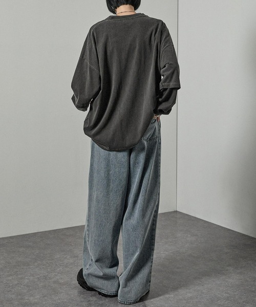 Alfred Alex（アルフレッドアレックス）の「【Alfred Alex】Vintage Wide Tapered Denim/ヴィンテージメイク ワイドデニムパンツ（デニムパンツ・メンズ・ブルー/ブラック/グレー/ライトグレー/グレー系/インディゴブルー/ダークネイビー/ブラウン/ネイビー/ブラック系1/グレー系1/ブルー系1/グレー系2/ホワイト系2/ブラック系2/ブルー系2/ブルー系3/ブラック系3・S/M/L/XS）」の21枚目の写真