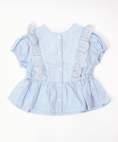 la poche biscuit(ラポシェビスキュイ)の「ペプラムフリル ブラウス(シャツ/ブラウス・キッズ・ブルー/グリーン/アイボリー・90/100/110/120/130/140/80)」の3枚目の写真