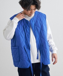 CIAOPANIC TYPY | コード紐付きミリタリー中綿ノーカラーキルティングベスト(ベスト)