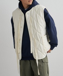 CIAOPANIC TYPY | コード紐付きミリタリー中綿ノーカラーキルティングベスト(ベスト)