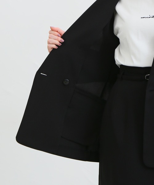 Honeys(ハニーズ)の「8分袖ダブルゆるテーラードジャケット(テーラードジャケット・レディース・ミント/ブラック/グレイッシュベージュ/ネイビー系/ネイビー・L/M/LL/S)」の8枚目の写真