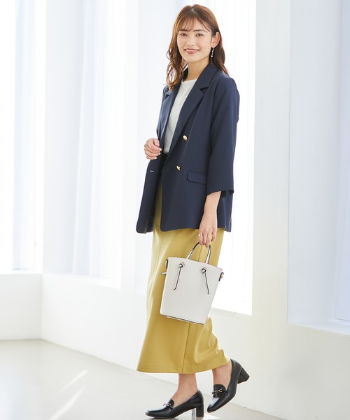 Honeys(ハニーズ)の「8分袖ダブルゆるテーラードジャケット(テーラードジャケット・レディース・ミント/ブラック/グレイッシュベージュ/ネイビー系/ネイビー・L/M/LL/S)」の10枚目の写真