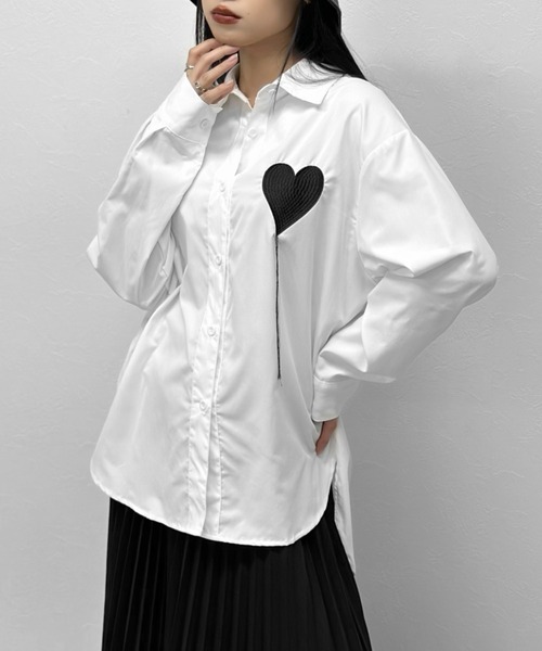 LVEU.（ラブユ.）の「【LVEU.】ハート刺繍デザインシャツ / トップス シャツ ブラウス オーバー 長袖 羽織 ハート 刺繍 レギュラー ホワイト ブルー パープル ZOZOTOWN限定（シャツ/ブラウス・レディース・ホワイト/ブルー/パープル・FREE）」の16枚目の写真