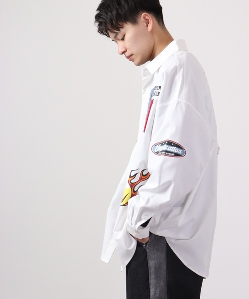 A.T,C in the attic homme（エーティーシーインジアティックオム）の「ATC in the attic homme ワッペンビッグシャツ（シャツ/ブラウス・メンズ・ブラック/ホワイト・L/M）」の20枚目の写真