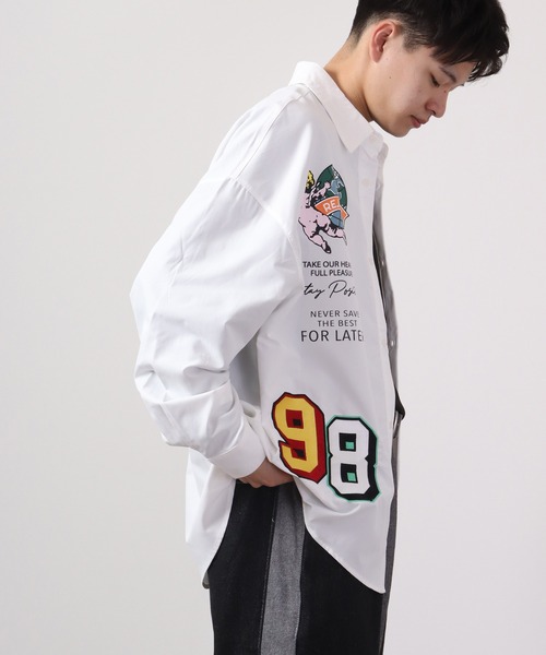 A.T,C in the attic homme（エーティーシーインジアティックオム）の「ATC in the attic homme ワッペンビッグシャツ（シャツ/ブラウス・メンズ・ブラック/ホワイト・L/M）」の19枚目の写真