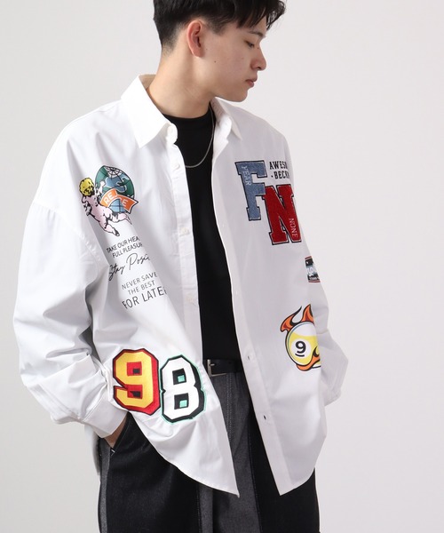 A.T,C in the attic homme（エーティーシーインジアティックオム）の「ATC in the attic homme ワッペンビッグシャツ（シャツ/ブラウス・メンズ・ブラック/ホワイト・L/M）」の18枚目の写真