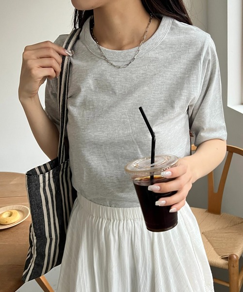 DISCOAT（ディスコート）の「USコットンクルーネックTシャツ（Tシャツ/カットソー・レディース・ブラック系その他/オフホワイト/ピンク/ブラウン/ライトグレー/ブラック・MEDIUM/LARGE）」の16枚目の写真