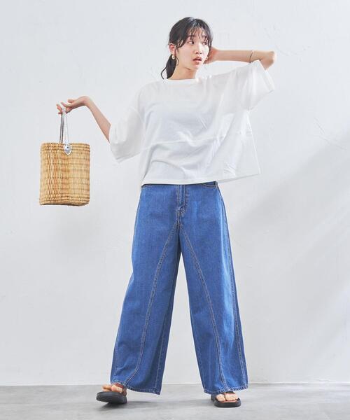 coen(コーエン)の「梨地リラックスワイドTシャツ(Tシャツ/カットソー・レディース・ブラック/ネイビー/ライトブルー/オフホワイト・M/L)」の10枚目の写真