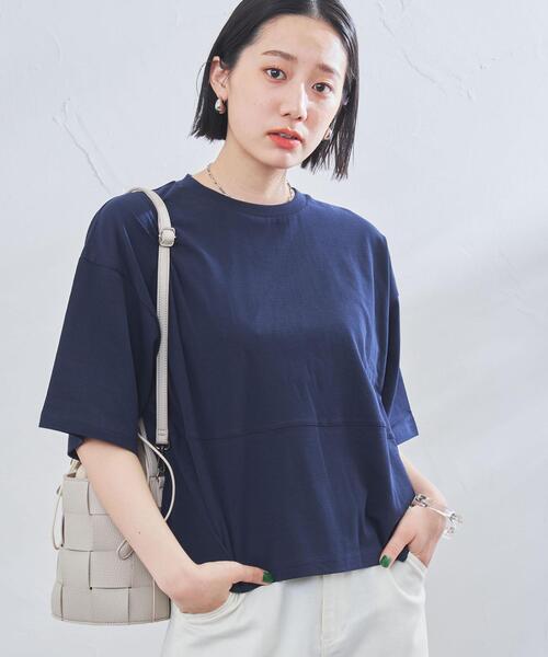 coen(コーエン)の「梨地リラックスワイドTシャツ(Tシャツ/カットソー・レディース・ブラック/ネイビー/ライトブルー/オフホワイト・M/L)」の14枚目の写真
