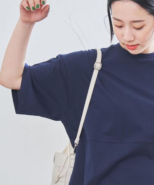 coen(コーエン)の「梨地リラックスワイドTシャツ(Tシャツ/カットソー・レディース・ブラック/ネイビー/ライトブルー/オフホワイト・M/L)」の15枚目の写真