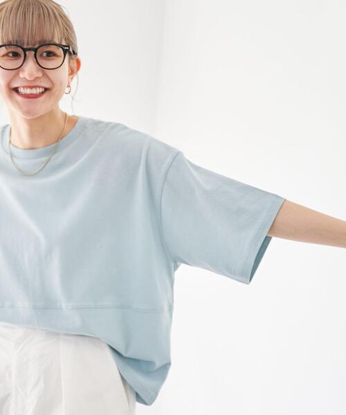 coen(コーエン)の「梨地リラックスワイドTシャツ(Tシャツ/カットソー・レディース・ブラック/ネイビー/ライトブルー/オフホワイト・M/L)」の18枚目の写真