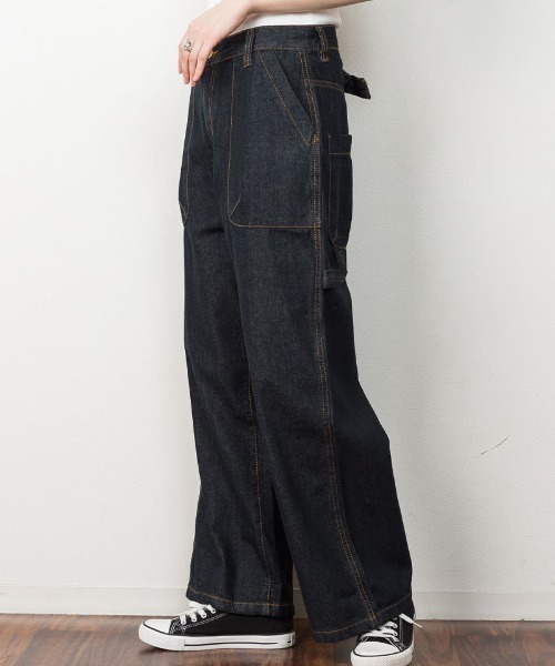 atONE(アットワン)の「atONE ボーイッシュペインターパンツ(デニムパンツ・レディース・ネイビー/ブルー/ワンウォッシュ・L/LL/3L/4L/M)」の18枚目の写真