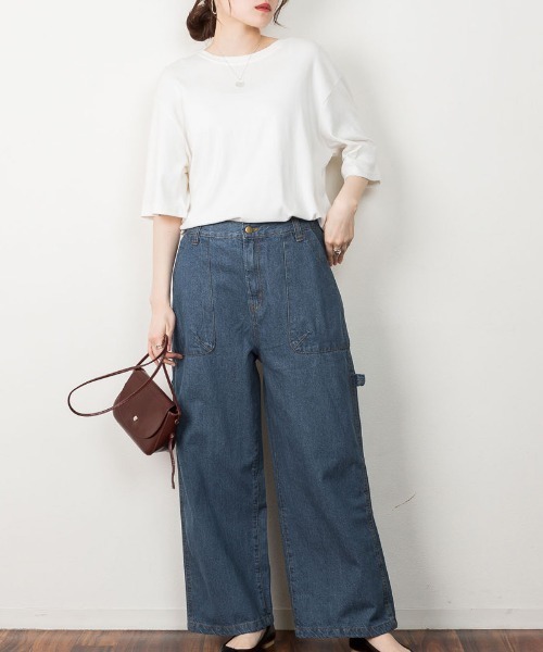atONE(アットワン)の「atONE ボーイッシュペインターパンツ(デニムパンツ・レディース・ネイビー/ブルー/ワンウォッシュ・L/LL/3L/4L/M)」の12枚目の写真