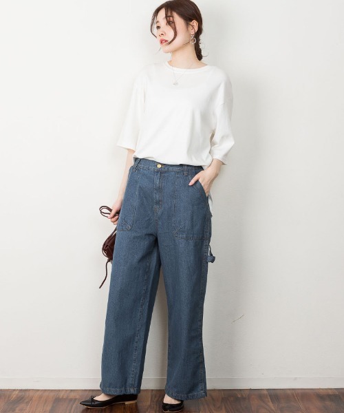 atONE(アットワン)の「atONE ボーイッシュペインターパンツ(デニムパンツ・レディース・ネイビー/ブルー/ワンウォッシュ・L/LL/3L/4L/M)」の14枚目の写真