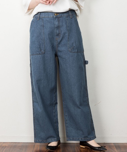 atONE(アットワン)の「atONE ボーイッシュペインターパンツ(デニムパンツ・レディース・ネイビー/ブルー/ワンウォッシュ・L/LL/3L/4L/M)」の9枚目の写真