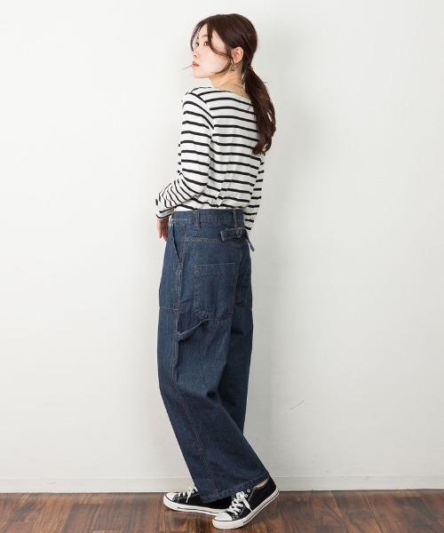 atONE(アットワン)の「atONE ボーイッシュペインターパンツ(デニムパンツ・レディース・ネイビー/ブルー/ワンウォッシュ・L/LL/3L/4L/M)」の7枚目の写真