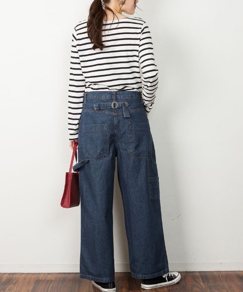 atONE(アットワン)の「atONE ボーイッシュペインターパンツ(デニムパンツ・レディース・ネイビー/ブルー/ワンウォッシュ・L/LL/3L/4L/M)」の8枚目の写真