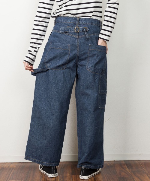 atONE(アットワン)の「atONE ボーイッシュペインターパンツ(デニムパンツ・レディース・ネイビー/ブルー/ワンウォッシュ・L/LL/3L/4L/M)」の5枚目の写真