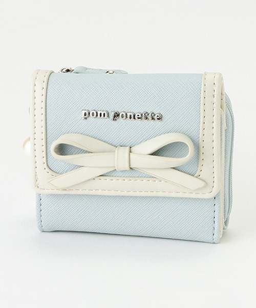 pom ponette junior（ポンポネットジュニア）の「合皮リボンミニ財布（財布・キッズ・ライトブルー/ネイビー・FREE）」の2枚目の写真