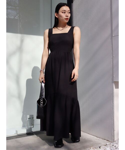 EVRIS(エヴリス)の「バックシャーリングロングワンピース(ワンピース・レディース・ホワイト/ブラック・FREE)」の7枚目の写真