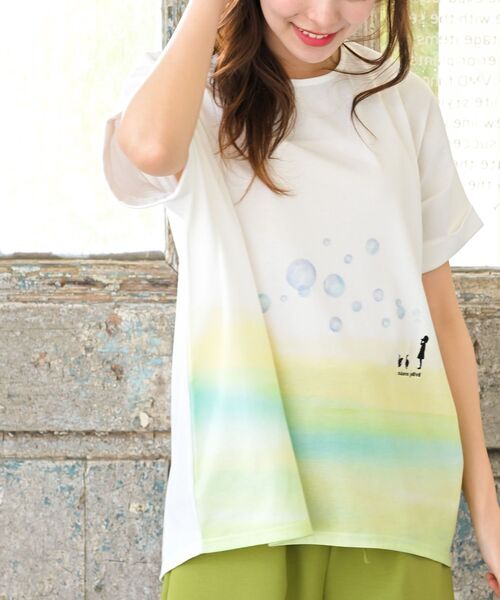 rps（アールピーエス）の「しゃぼん玉ワイドＴシャツ（Tシャツ/カットソー・レディース・イエロー/ブルー/グリーン・フリー）」の3枚目の写真