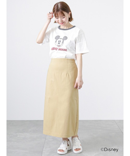 Lugnoncure（ルノンキュール）の「【Disney】ミッキー/リンガーTシャツ（Tシャツ/カットソー・レディース・オフホワイト/ベージュ/チャコール・ﾌﾘ-）」の5枚目の写真