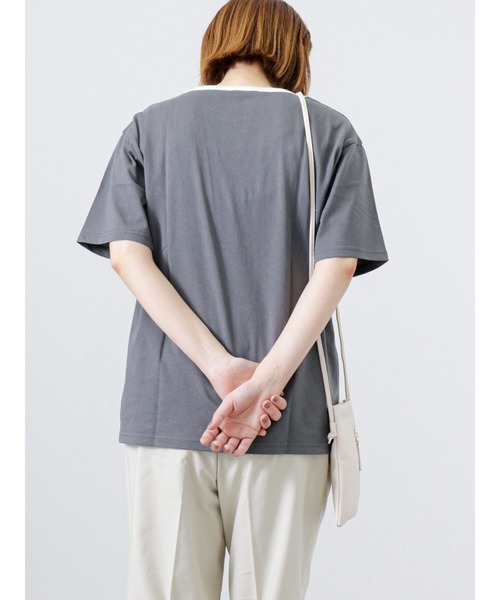 Lugnoncure（ルノンキュール）の「【Disney】ミッキー/リンガーTシャツ（Tシャツ/カットソー・レディース・オフホワイト/ベージュ/チャコール・ﾌﾘ-）」の10枚目の写真