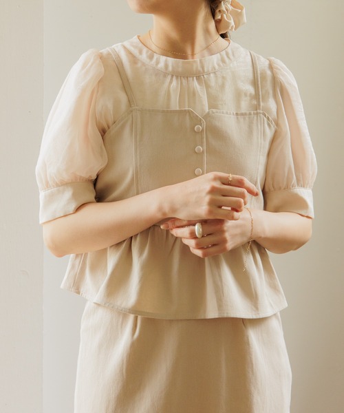 flower（フラワー）の「マリンビスチェ（キャミソール・レディース・ネイビー/ベージュ・FREE）」の2枚目の写真