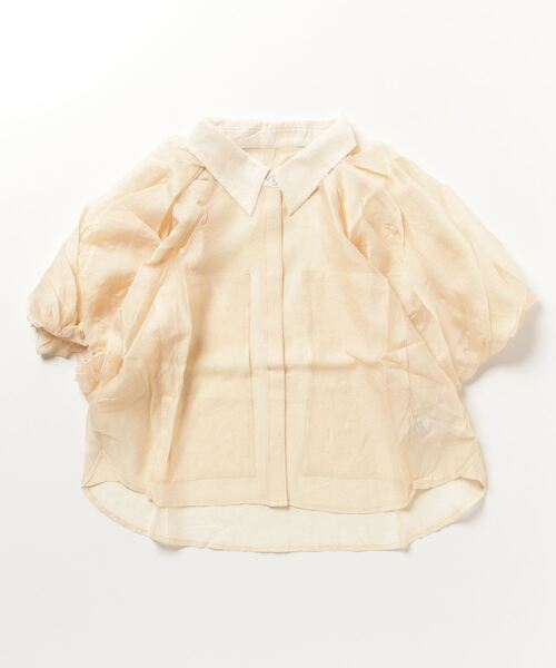 Olu.（オルドット）の「シアーパフスリーブシャツ（シャツ/ブラウス・レディース・ホワイト/グリーン/コーラル・FREE）」の6枚目の写真