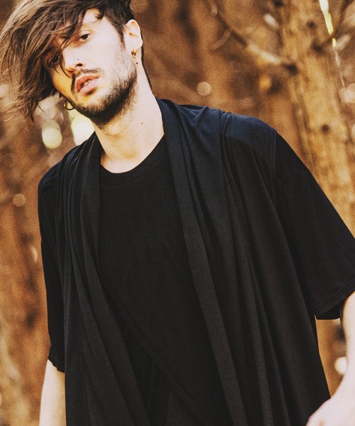 NO ID.（ノーアイディ）の「【NO ID.】Sleeveless Drape Gown / ノースリーブ ドレープ ガウン（カーディガン/ボレロ・メンズ・グレー/その他23/ブラック・ONE SIZE）」の2枚目の写真