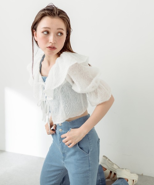 OLIVE des OLIVE（オリーブデオリーブ）の「リボンリボンブラウス　1031040400（シャツ/ブラウス・レディース・アイボリー/オフホワイト/レオパード・FREE）」の10枚目の写真