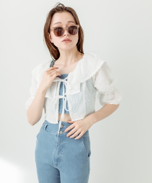 OLIVE des OLIVE（オリーブデオリーブ）の「リボンリボンブラウス　1031040400（シャツ/ブラウス・レディース・アイボリー/オフホワイト/レオパード・FREE）」の14枚目の写真