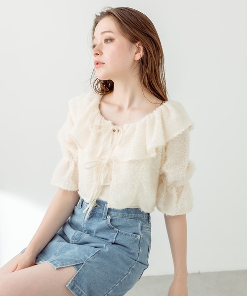 OLIVE des OLIVE（オリーブデオリーブ）の「リボンリボンブラウス　1031040400（シャツ/ブラウス・レディース・アイボリー/オフホワイト/レオパード・FREE）」の17枚目の写真