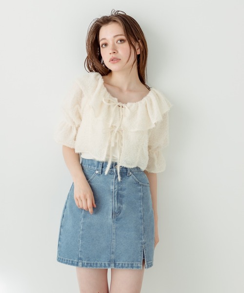 OLIVE des OLIVE（オリーブデオリーブ）の「リボンリボンブラウス　1031040400（シャツ/ブラウス・レディース・アイボリー/オフホワイト/レオパード・FREE）」の22枚目の写真