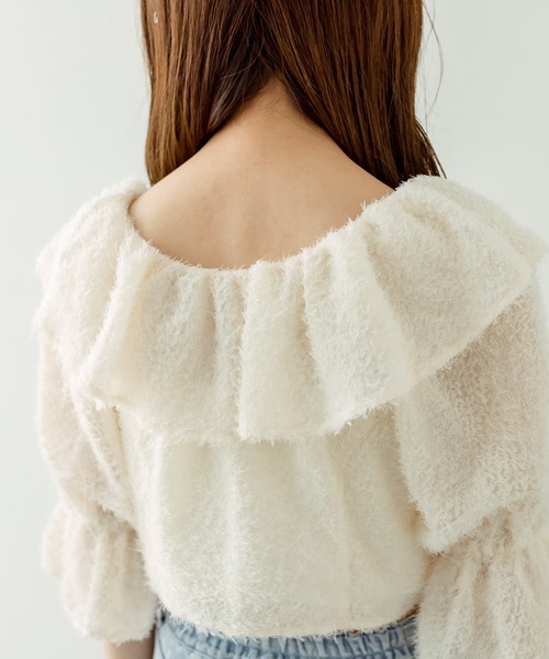 OLIVE des OLIVE（オリーブデオリーブ）の「リボンリボンブラウス　1031040400（シャツ/ブラウス・レディース・アイボリー/オフホワイト/レオパード・FREE）」の4枚目の写真