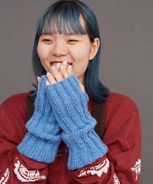 I am I in fact...（アイアムアイインファクト）の「WOOL アームウォーマー（アームカバー・レディース・サックスブルー/グレー/ブラック/ピンク・FREE）」の8枚目の写真
