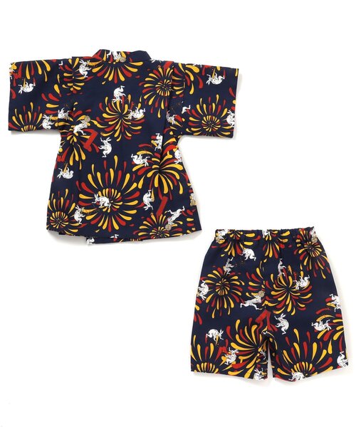 BREEZE（ブリーズ）の「DODコラボ めちゃもえ花火柄すっぽり着られる甚平（コドモ）（浴衣・キッズ・ネイビー/カーキ・110/140/120/90/100/130/150/80）」の7枚目の写真