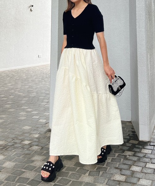 Vicente（ヴィセンテ）の「Bubbles maxi skirt（スカート・レディース・ホワイト/ブラック・FREE）」の5枚目の写真