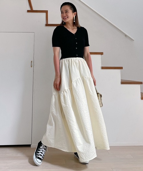 Vicente（ヴィセンテ）の「Bubbles maxi skirt（スカート・レディース・ホワイト/ブラック・FREE）」の6枚目の写真